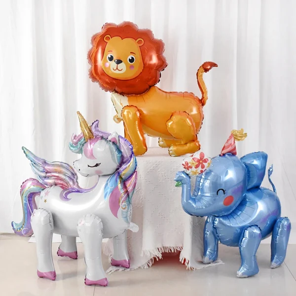 kf-Sfdd1c7d428754c76b3842ef28bee41d99 Grand Ballon en Forme de Licorne, Éléphant et Lion – 67 cm