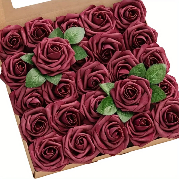 Se64bd1fb24194d979d0fe4c80e298ec8w Fleurs Artificielles Roses avec Tige – 25 Pièces, Décorations de Mariage