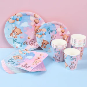 Vaisselle "Gender Reveal" – Set de Décoration en Carton