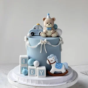Set de 7 Pièces pour Décoration de Gâteau Baby, Voiture, Ourson, Cheval et BABY